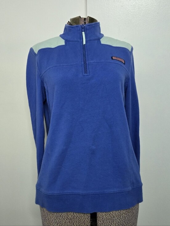 Vineyard Vines Sweaters - Vineyard Vines Womens Shep Shirt Quarter-Zip Pullover Blue  Seafoam Green Medium